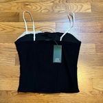 Wild Fable Womens XS Black White Lace Nylon Spaghetti Strap Bustier Crop Top New Photo 4