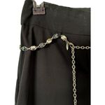 Cache Navy Pant with Metal Chain Enamel Belt Stretch 2" Waist Band Flare Leg Photo 2