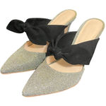 Loeffler Randall  Flora Suede and‎ Glitter Bow Mule Heels Size 8.5 B Photo 0
