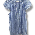 Sonoma  Blue White Striped V Neck Top Women’s Size Large Short Sleeve Casual‎ Photo 0