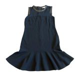 Sandro Black Silk Blend Dress Sleeveless Party Vegan Leather Trim Size 2 Medium Photo 0