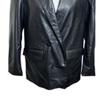 ZARA  NWT Faux Leather Double Breasted Blazer Black Women’s Size Small Photo 3