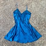 Victoria's Secret Victoria Secret Vintage Silk Slip Dress Gold Label Teal Lace Mini Photo 0