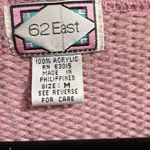 Vintage Fair Isle Knit Cardigan Sweater Pink Embroidered Floral Stars Sz M Size M Photo 3