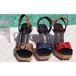 Donald Pliner Hand Carved Cork Pitone Leather Wedge Platform Shoe New $250 NIB Red Size 9 Photo 3