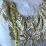 Sky And Sparrow  Yellow Ditsy Floral Crop Top Baby Tee Blouse Size Medium Photo 4