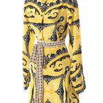 NWT Etro Silk Yellow & Black Pattern Knee Length Skirt w/ Tie Detail Size 6 Photo 8