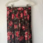 Worthington  Vintage 90s Floral Skirt Brown Rose Print Pleated Maxi Size 8 Grunge Photo 1