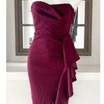 Dress the Population Liv Strapless Ruffled Dress, Burgundy Size S New w/Tag Photo 13