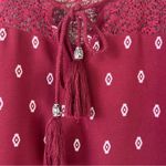 Bebop  Large Dark Red & White Print Tunic/Mini Dress w/Lace Neck and Back Photo 3