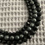 Gorgeous Multi Strand Beaded Necklace W Black Faceted & Gray Swirl Beads Photo 6