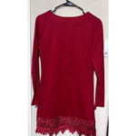 Match Stick Red Dress Lace Trim Long Sleeve Holiday Mini Jersey knit Argus sz S Photo 5