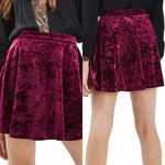 Topshop Burgundy Crushed Velvet Skater Skirt size 6 Photo 1
