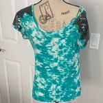 Daytrip Turquoise Tie-Dye Studded Sleeve Top size-S Photo 0
