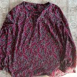 Talbots  Top Blouse Long Sleeve Womens XL Multicolored Black Business Casual Photo 0