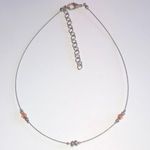 Silver Tone Amber Beads Dainty Beaded Boho Necklace Photo 1