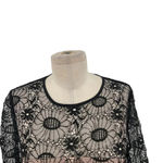 Reiss Jade Lace Dress Black Nude A-Line Bell Sleeve Embroidered Size US 6 Photo 3