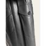 Tibi  Black Faux Leather Long Sleeve Belted Midi Dress Size 10 Photo 3