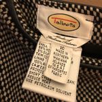 Talbots  Checkered silk wool blend leather trim Skirt black white‎ 10 Photo 3