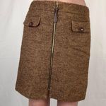 Adrienne Vittadini Vittadini Women's Wool Boucle Woven Tweed Skirt 10 Gold Brown Yellow Full Zipper Photo 0