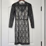 L'Agence  Womens Lace Sheath Dress By Revolve Size 0 Gray Lace Over White Coquett Photo 1