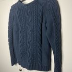 L.L. Bean Heritage Cotton Cableknit Fisherman Sweater Blue Size M Photo 8