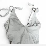 Shade & Shore Cream One Piece Swimsuit cutout back shoulder ties sz L Photo 4