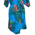 Soma  Satin Floral Robe Small/Medium Kimono Blue Multicolor Belted Feminine Photo 2