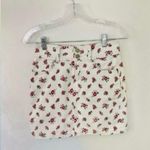 BDG Urban Outfitters White Denim Floral Mini Skirt Jean Red Pink Flower Photo 1