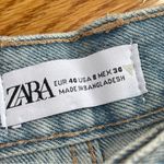 ZARA Rhinestone Fireworks Blue Denim Ripped Jean Shorts Sz 40/ US 8 Photo 5