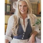 We Wore What Danielle Bernstein by Bella Pinstripe Vest Blue XXL NEW Photo 11