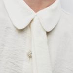 ZARA NWT | Pearl Button Ivory Tie Blouse  Photo 2