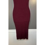 Knit & Love Dress Womens Medium Ribbed Sleeveless Mock Neck Midi Bodycon Red Photo 7