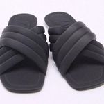 ZARA  FLAT QUILTED SANDALS SLIPPERS SLIP ON SLIDES BLACK 7.5/38 EUC Photo 0