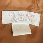 Christopher & Banks Cognac Suede Leather Jacket Size XL Zip Front Crochet Trim Photo 10