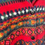 Vintage 90s Charter Club Fleece Barn Jacket Bold Fair Isle Red XL Photo 4