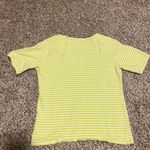 Anne Klein Lime Green Striped Button Shoulder Top Size S Photo 4