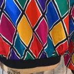 Alia Multicolored Diamond Design Bomber Jacket size Large Photo 8