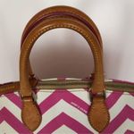 Dooney & Bourke Fuchsia & White Chevron Zip Zip Satchel with Crossbody Strap Photo 4