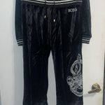 BCBGMAXAZRIA COPY - BCBG BLACK VELVET BLING SILVER STUD DRAGON & LOGO HOODIE & CROPPED PANTS… Photo 11