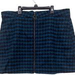 Oat New York Skirt Wool Blend Blue Houndstooth 32 Full Frontal Zipper Photo 0