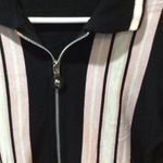 Medium women cropped zip front sweater short sleeve Pink black collar retro look Photo 2