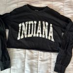 Gildan Black Indiana University Hoosiers Cropped Long Sleeve Tshirt Photo 0