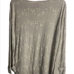 Lucky Brand Size Medium Eyelet Stripe Tee Long Sleeve Scoop Neck Boho Netural Photo 7