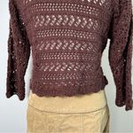 Mixit Vintage Y2K Chocolate Brown Crochet Knit Tie Front Cardigan Sweater L/XL Photo 4