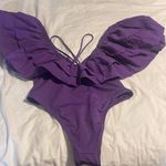 ZARA NWT  Ruffle One Piece Swimsuit PURPLE Size S Photo 2