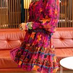 Farm Rio  Anthropologie Tropical Tapestry Long-Sleeve Mini Dress in Pink Photo 0