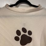 NWT Top It Off Cream Knit Pullover Poncho Shawl Brown Faux Leather Dog Cat Paw Size undefined Photo 1