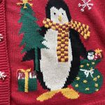Tiara International Vtg  Large Penguin Christmas Sweater Vest Red Cottagecore Photo 3
