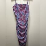 Forever 21 MARBLE TIE DYE ABSTRACT PRINT SLINKY BODYCON DRESS Large 💜💙💕 Photo 4